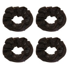 4pcs Bling Scrunchies with Zipper Pocket Elastic Hair Bands Brown