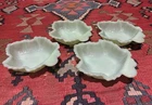 Set of four vintage jadeite milk glass leaf-shaped candy dishes
