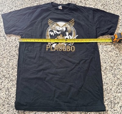 Placebo Black XL T-shirt - 2006 Tour Dates - White and Gold Angel Wings Logo