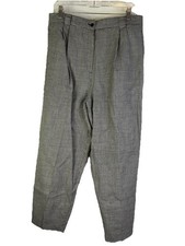 Vintage 90s Womens 16 Wool Houndstooth Plaid Pleated High Rise Dress Pants