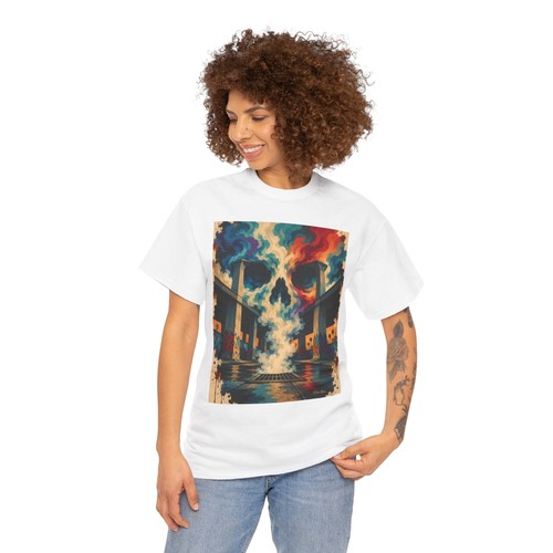 Skull Folk Horror Psychedelic East Los Angeles Men Women Heavy Cotton Shirt - $24.38