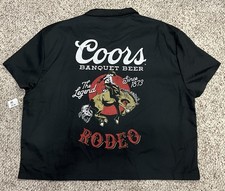 Coors Banquet Beer Rodeo Legend Black Short Sleeve Western Shirt Men  s XXL