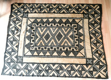 Panel de tela de corteza de tapa grande vintage - Fiji Masi Tonga Ngatu polinesio 90"x51"