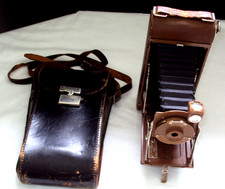 Pocket Kodak Junior No 1A-BROWN-Folding Bellows Camera with/case-SHUTTER FIRES