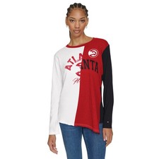Women's Tommy Jeans White/Red Atlanta Hawks Amelia Color Blocked Long Sleeve