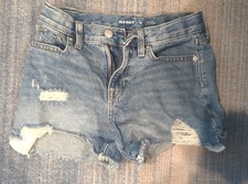Girls Old Navy High Rise Denim Shorts Size 10 Adjustable Waist Dark Wash