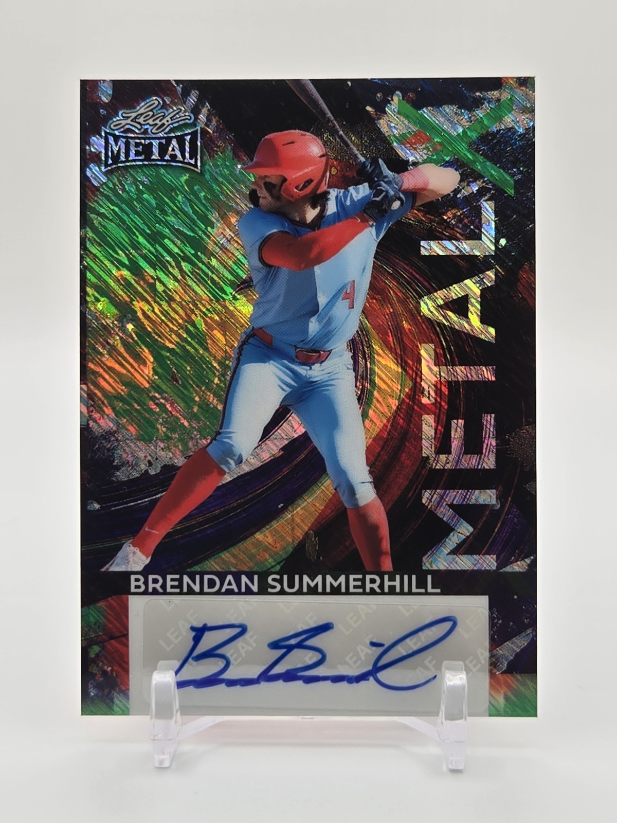 2026 Leaf Metal Baseball BRENDAN SUMMERHILL Green Shimmer Metal X Auto 1/1
