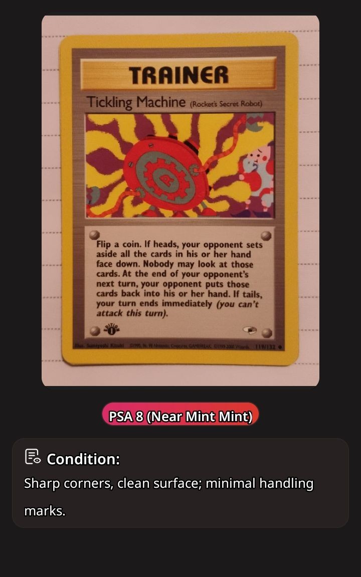 Pokémon Tickling Machine Gym Heroes 1st Edition Uncommon PSA 8 #119/132
