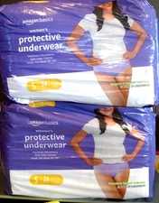 Basics Incontinence & Postpartum Underwear for Women, Small Lavender 24CT 2-PACK