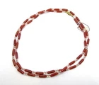 Vtg. Red Carnelian Agate Beaded Costume Jewelry Necklace - 06
