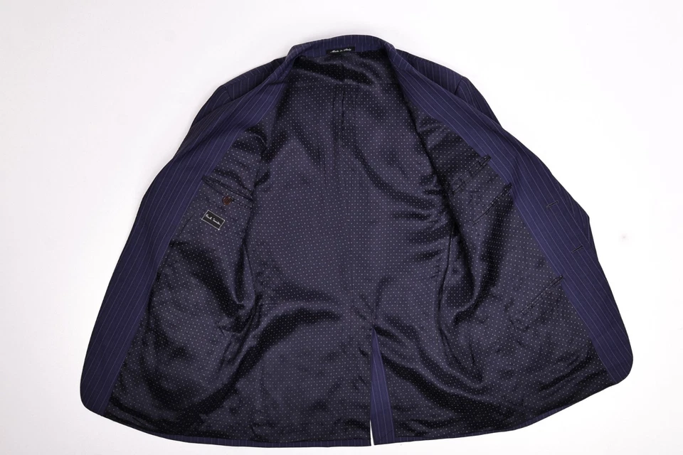 PAUL SMITH Italian Men's Striped Navy Wool/Mohair Suit 40R Pants 33x35 - Image 4 of 4