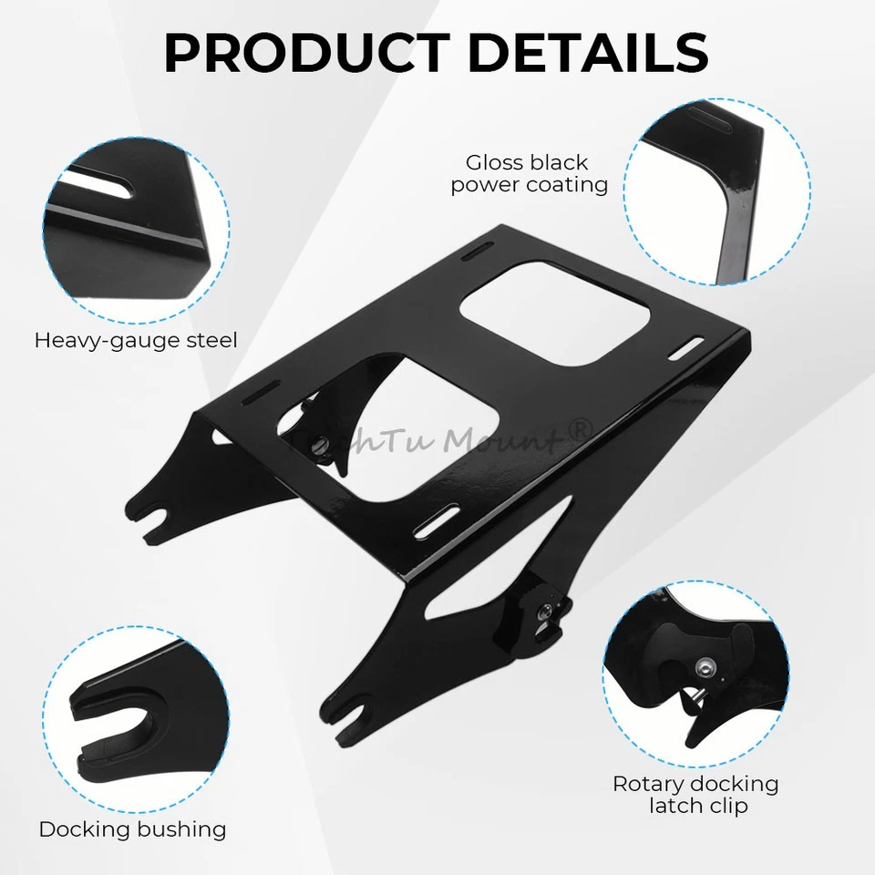 Steel Detachable Two Up Pack Mounting Rack For Harley Touring 2009-2013 Black - Image 3 of 4