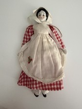 Vintage Porcelain China Head Doll Figurine Bonnet Apron Dress
