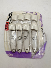 Eight Vintage White Diaper Pins Safety Clasp Baby New in Packaging Unused 2"