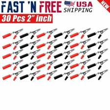 30 Pcs Electrical Test Clamps Metal Alligator Clips with Red & Black Handle Bulk