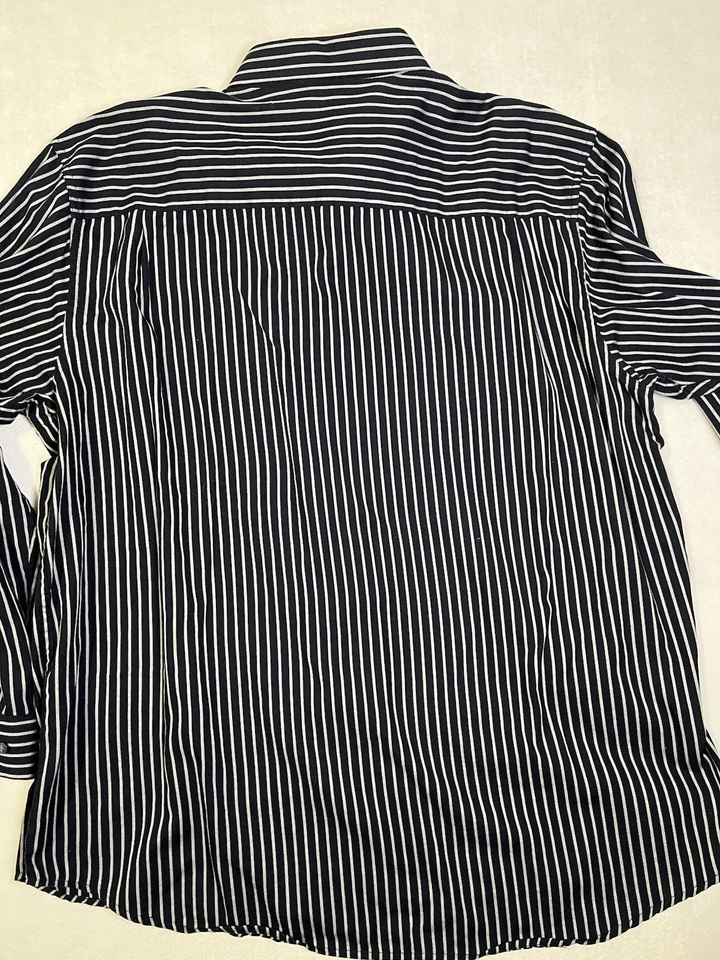Haggar Men's Dress Shirt 2XL No Iron Black Gray Vertical Stripe Business Corp LS - Image 4 of 4
