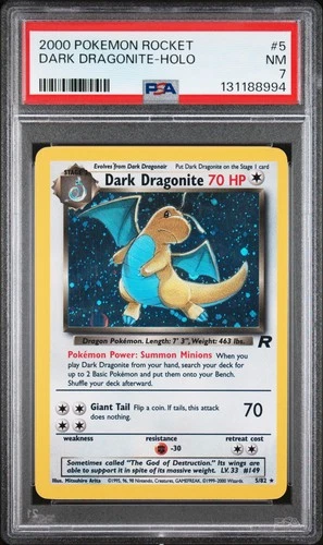 2000 POKEMON ROCKET #5 DARK DRAGONITE-HOLO PSA 7