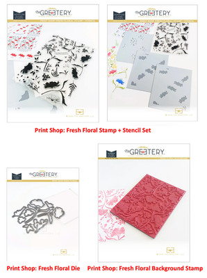The Greetery Print Shop Fresh Floral Stamps+Stencil+Die Bundle