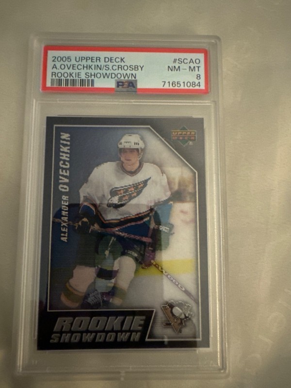 2005 UD RC SHOWDOWN #SCAO ALEXANDER OVECHKIN/SIDNEY CROSBY ROOKIE RC PSA 8