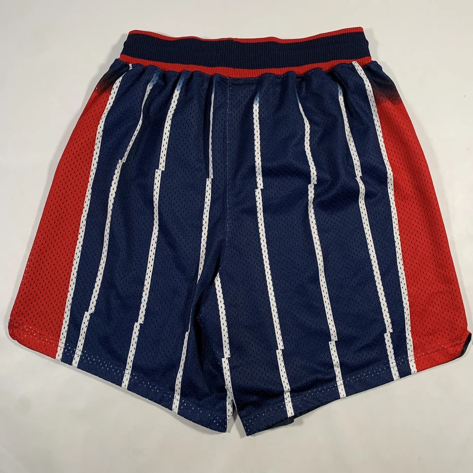 复古 90 年代休斯顿火箭队 初学者 正品 NBA 短裤 男式 大号 条纹 网眼布 — 第 2/4 张图片