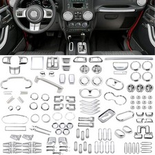 For Jeep Wrangler Jk 07-17 Steering Wheel Dash Accessories Decor Trim Set Chorme