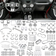 For Jeep Wrangler JK 07-17 Steering wheel Dash Accessories Decor Trim Set Chorme