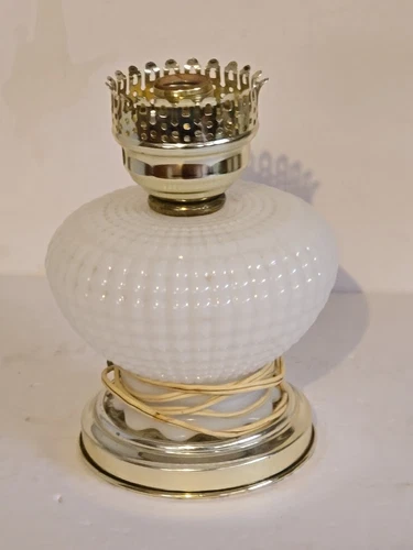 Vintage White Milk Glass Hobnail Lamp