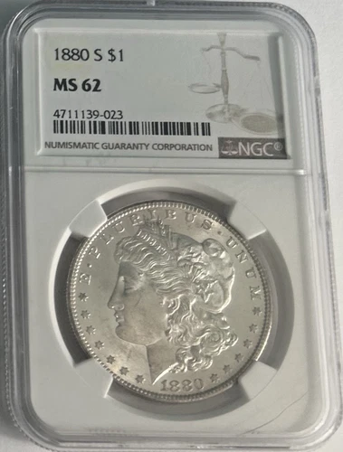 1880-S U.S. Silver Morgan Dollar Coin MS62 NGC Certified