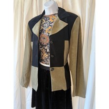 Vintage Scarlett Colorblock Blazer Jacket - Black  Sage green