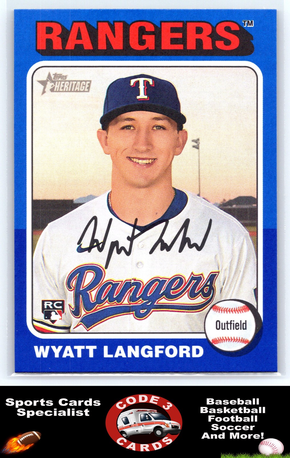 Wyatt Langford Rookie Dark Blue Border 2024 Topps Heritage #581