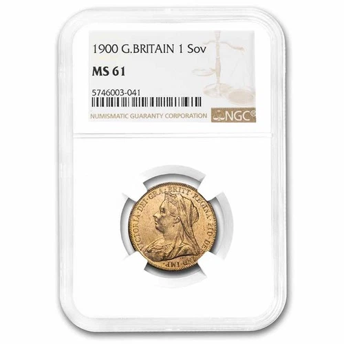 1900 Great Britain Gold Sovereign Victoria Veil Head MS-61 NGC