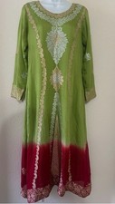 Women's Indian Pakistani Traditional Banarsi Chiffon 3 Piece Suit Sz M