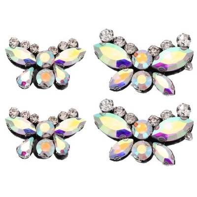 4Pcs pour Patchs Papillon Brodés à Paillettes, Grands et Petits, Couleur AB - Photo 1/4