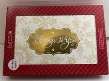 Hallmark Christmas Greeting Card Box Set 16 Cards & Envelopes Blessings Gold