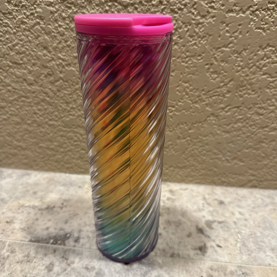 Starbucks Pride Rainbow Swirl Ice Hot Coffee 16oz vaso Tim Singleton 2023 taza Foto 2 de 4