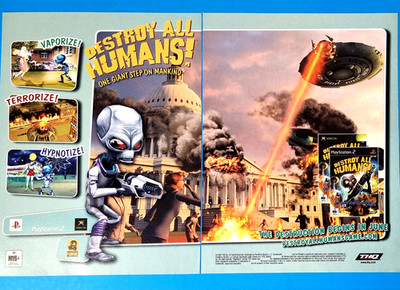 2005  PS2  Destroy All Humans  Video Game  Magazine Print AD  2 Page