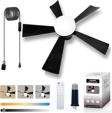 20.5" Socket Fan Light Plug-in Ceiling Fan w/ Remote Indoor Outdoor
