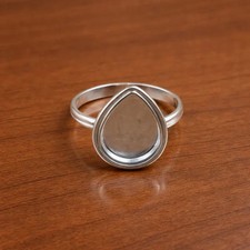 Handmade 925 Sterling Silver 9x11mm Pear Bezel Ring Setting DIY Jewelry Gift