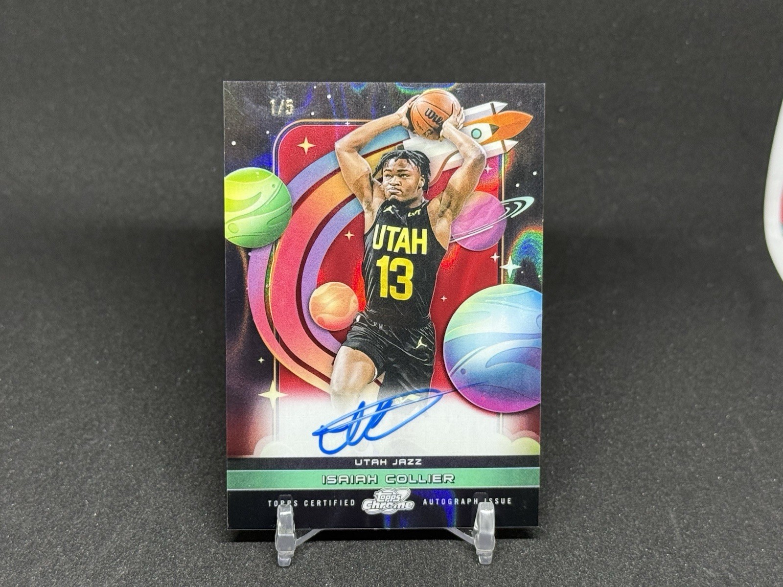 2025-26 Topps Cosmic Chrome Isaiah Collier First Flight Auto Red Flare 1/5 