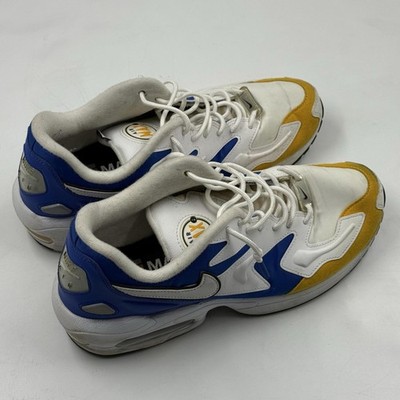 Nike Air Max 2X Men s Size 9.5 White Blue Gold Running Athletic Sneakers BV0987