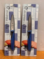 2X Mercer Culinary M23930BL Millennia 3 Blue Paring Knife"