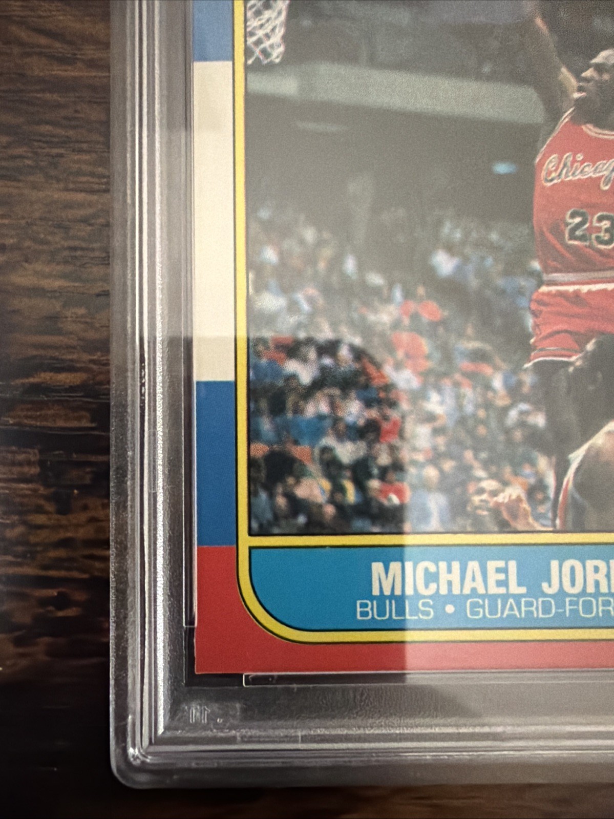 1986 FLEER #57 MICHAEL JORDAN RC BULLS HOF PSA 7 view 5
