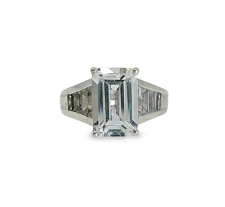 Emerald 4 Carat Plus Center Engagement Ring Simulated Diamond Huge No Reserve