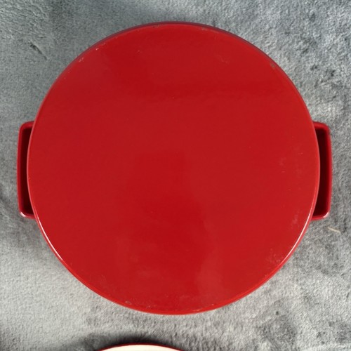 Cast Iron Casserole Dish with Lid Pyrex Red Heavy Dutch Oven 25cm 3.6L EXCELLENT - Picture 7 of 13