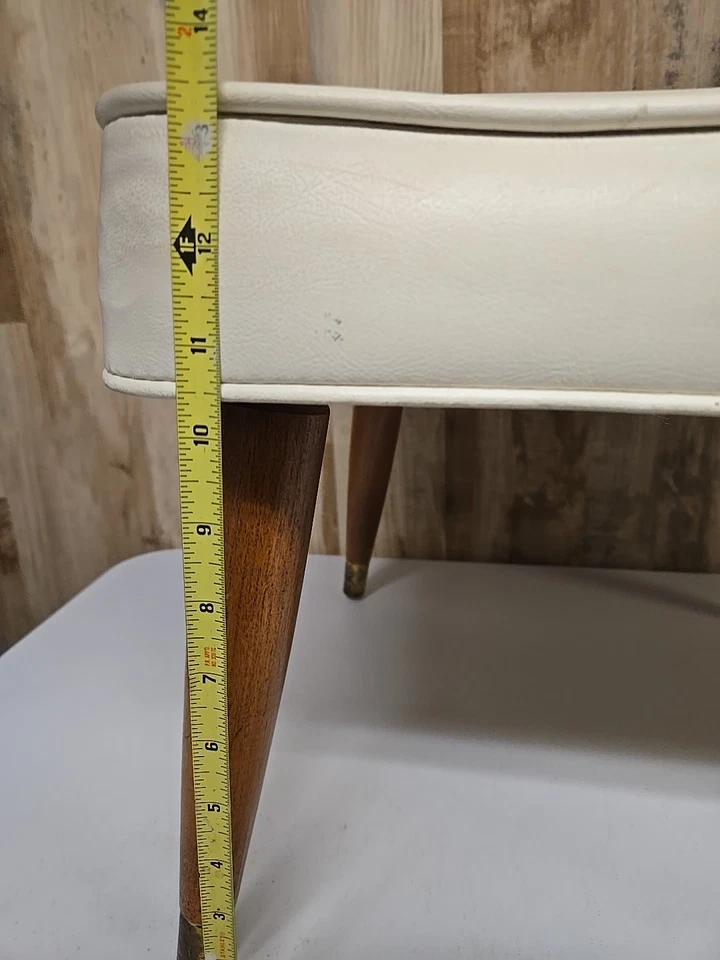Винтажный MCM ноги табурет слоновой кости белый винил Babcock Phillips Османский ножной табурет MCM - Изображение 2 из 4