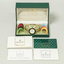 *Vintage 1990s* GUCCI Change Bezel 12 Colors 11/12.2 Qz 26mm Womens w/Case Paper
