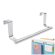 Modern Towel Bar with Hooks for Bathroom and Kitchen, Brushed Stainless Steel To