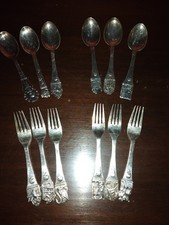 6 x Kinderbesteck Löffel + Gabel - versilbert Märchenmotive H.J.Andersen