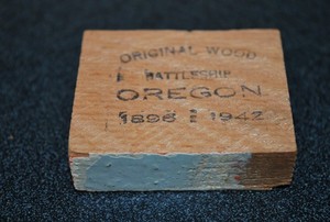 1896 -1942 USS Oregon BB-3 original oak deck wood relic Battleship Oregon.