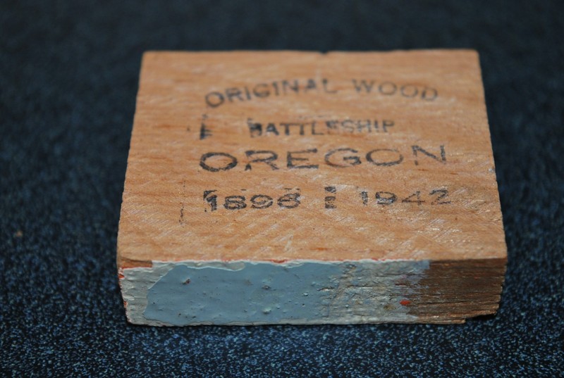 1896 -1942 USS Oregon BB-3 original oak deck wood relic Battleship Oregon.